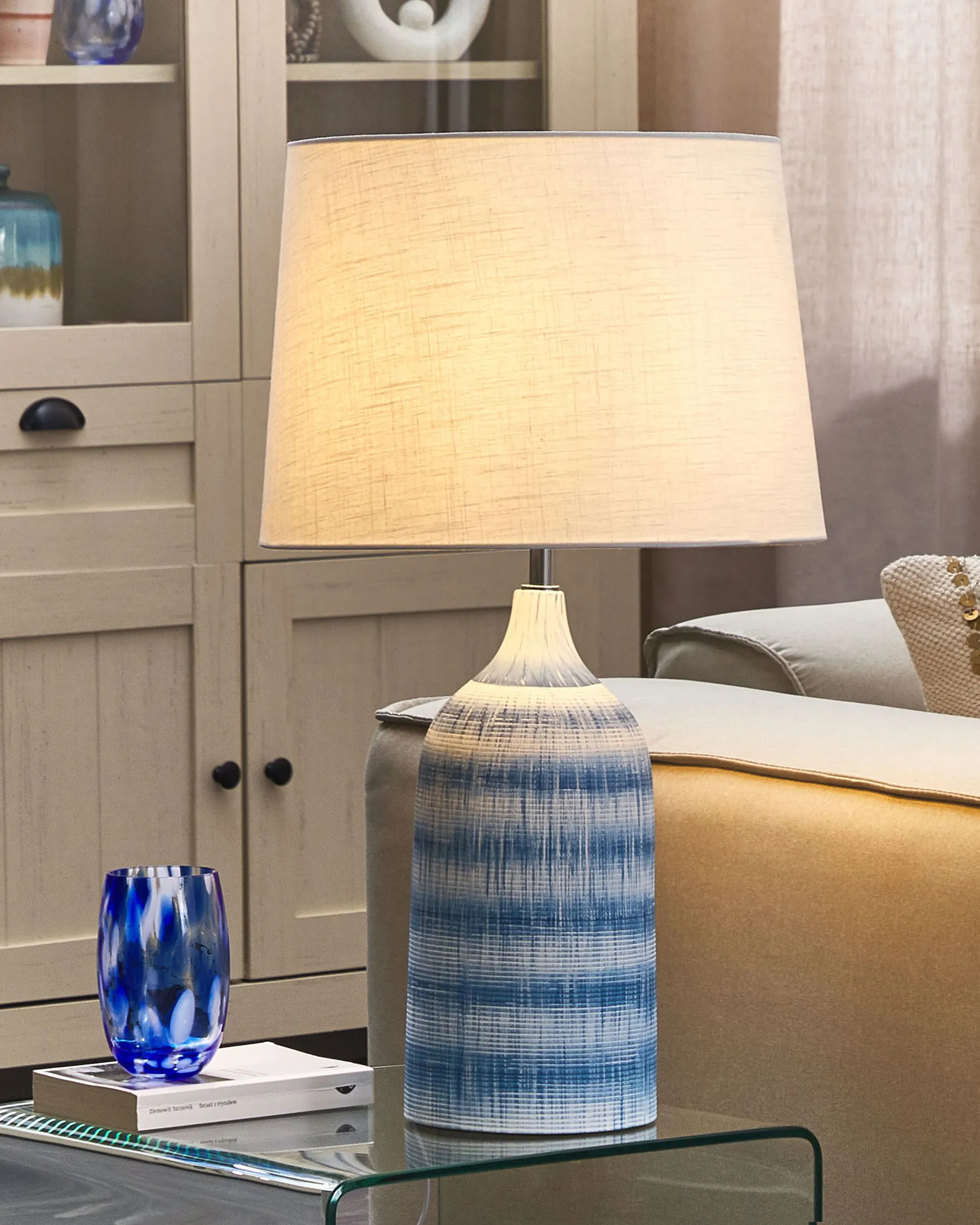 Tischlampe GEORGINA Keramik Blau_822451