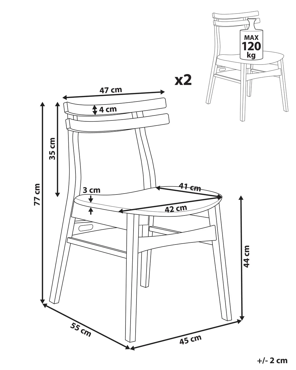 Set of 2 Dining Chairs CYNTHIANA Wood Brown/ Light Beige_952362