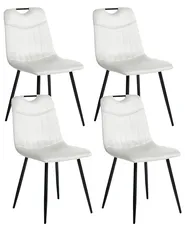 Set of 4 Dining Chairs ARGYLE Velvet Off-White_995834