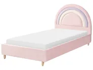 Kids Bed Rainbow Velvet LANDEILLAU 90 x 200 cm (EU Single) Pink_984257