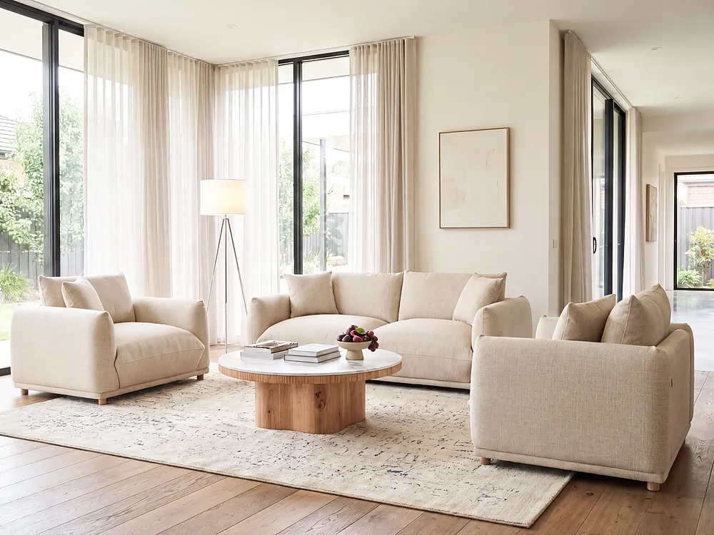 Sofa Set 5-Sitzer LUVOS Stoff Hellbeige_1159131
