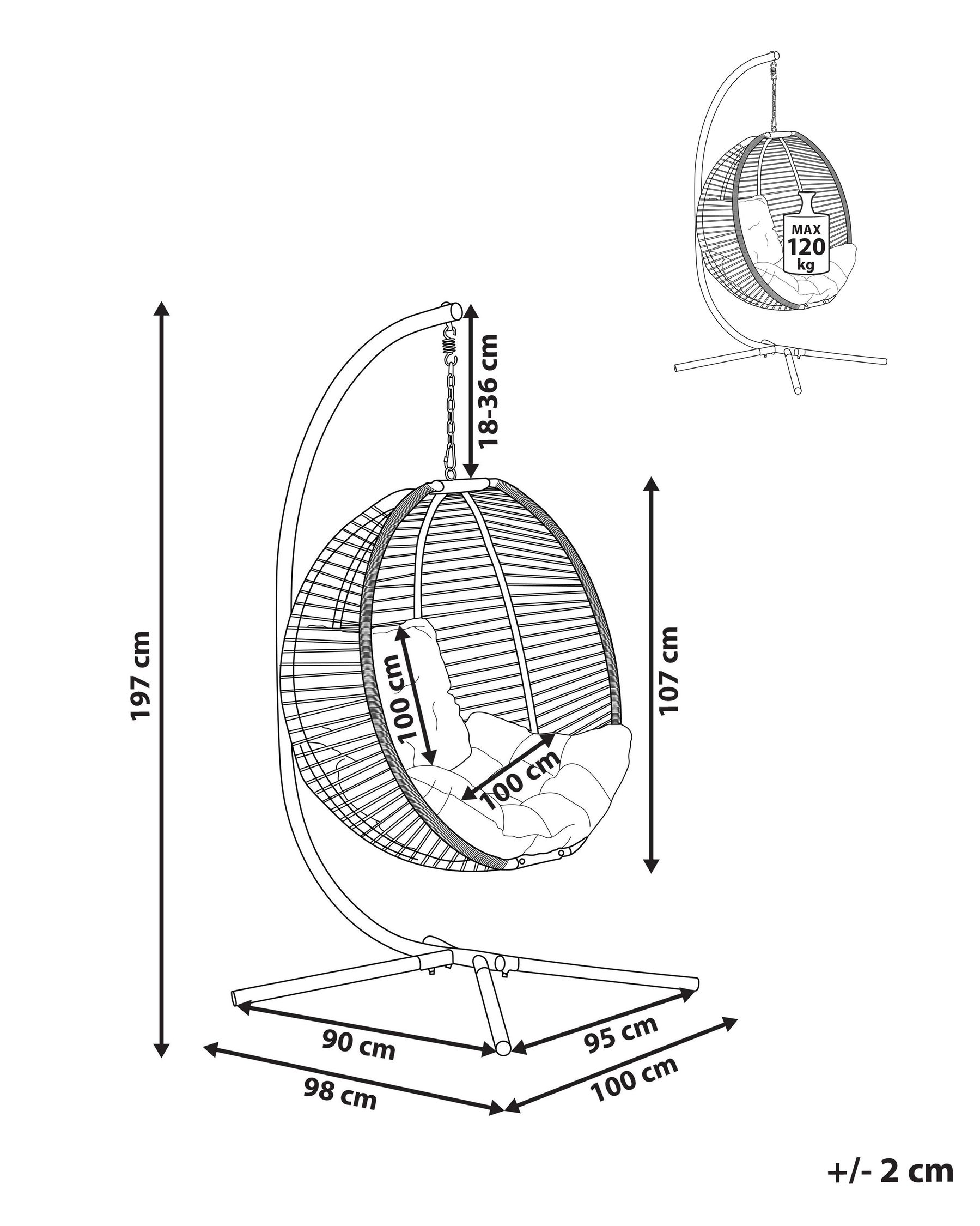 Hängesessel mit Gestell ARCO Metall Weiß_844241