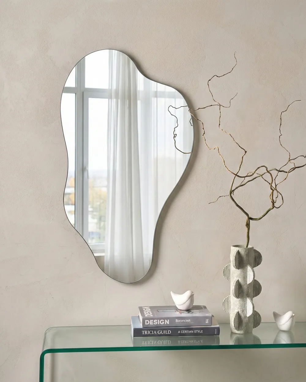 Wandspiegel HERRY 46 cm 76 cm Silber