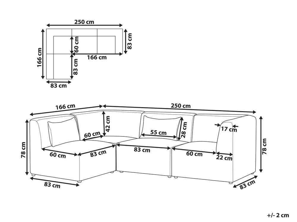 Modul Ecksofa 4-Sitzer LEMVIG Cord Goldbraun linksseitig_1054921