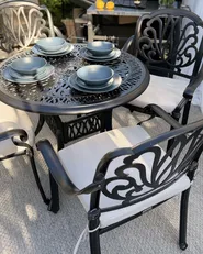 Set mit 4 Stühlen und Sitzkissen ANCONA Metall Schwarz_1129649