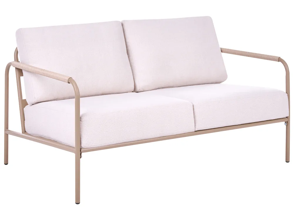 Gartensofa Set 7-Sitzer NUXIS mit Tischen Metall Hellbeige_1083053