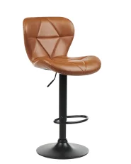 Set of 2 Bar Chairs VALETTA Swivel Faux Leather Golden Brown_894638
