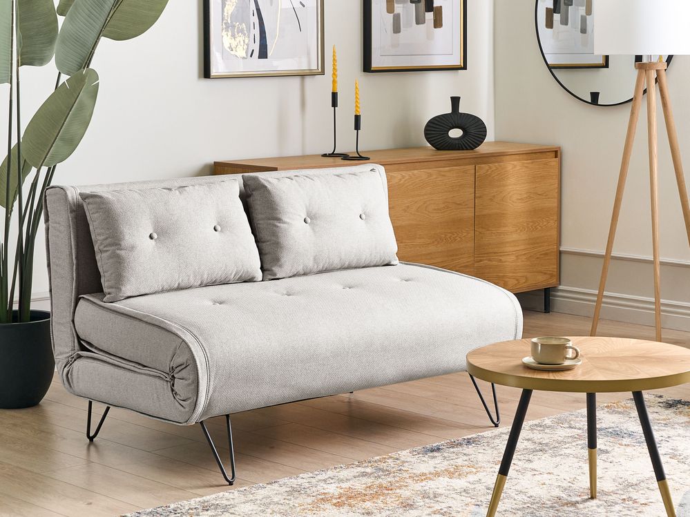 Sofa Bed 2 Seater VESTFOLD Fabric Light Grey