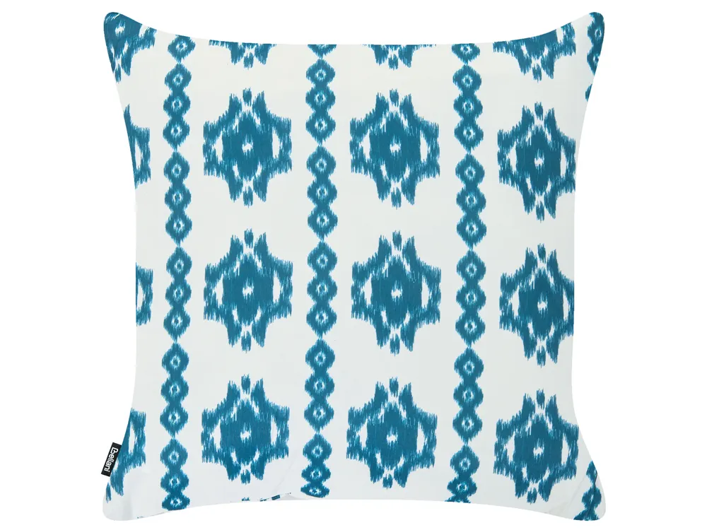 Set of 3 Outdoor Cushions BASSWOOD Geometric Pattern 45 x 45 cm White/ Blue_1124660