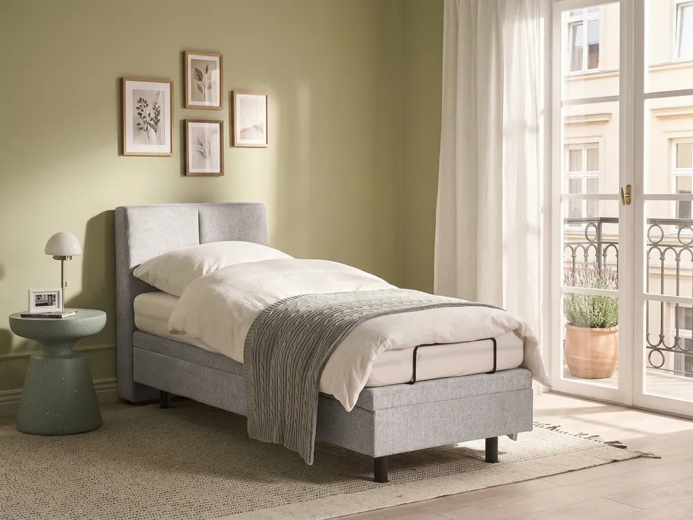 Bett verstellbar Stoff VICEROY 80 x 200 cm Hellgrau