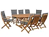Gartenmöbel Set 8-Sitzer MAUI inkl. Kissen Akazienholz Grau
