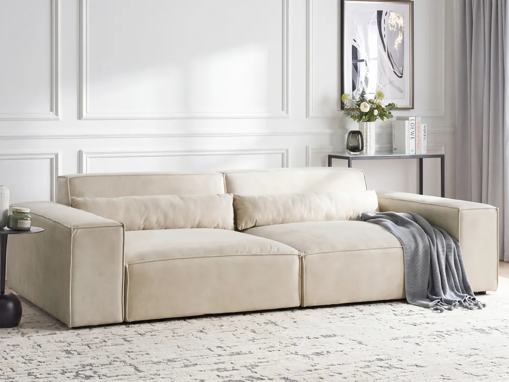 Modulsofa 2-Sitzer HELLNAR Samtstoff Hellbeige