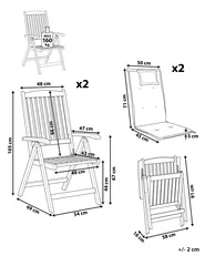 Set mit 2 Stühlen und Sitzkissen AMANTEA Akazienholz Blau_879717