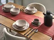 Set of 18 Dinnerware VIVANI Stoneware Light Beige_1041874