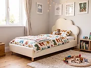 Kinderbett Wolke Samtstoff BELLEVUE 90 x 200 cm Hellbeige_1175110