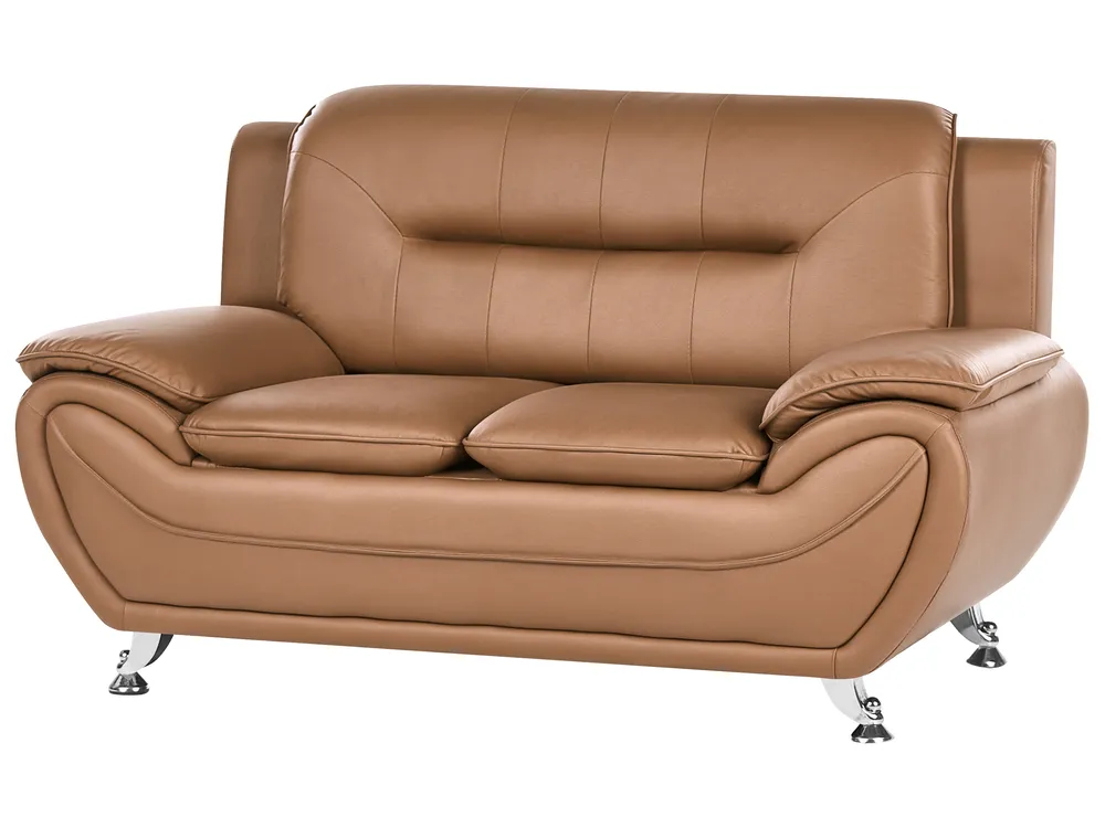 Sofa 2-Sitzer LEIRA Kunstleder Goldbraun_1058364