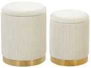 Set of 2 Storage Pouffes MIRAMAR Velvet White_772658