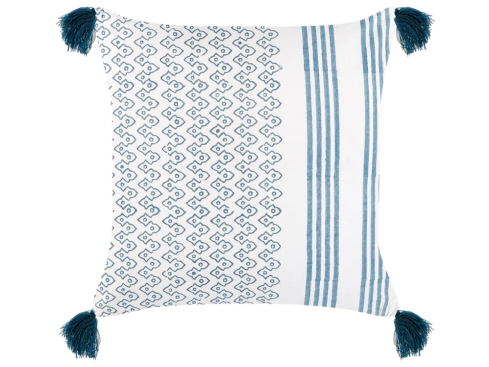 Dekokissen TILIA 45 x 45 cm Baumwolle Blau Geometrisches Muster