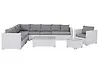 Lounge Set mit Tisch 8-Sitzer XXL modular Polyrattan Weiß rechtsseitig