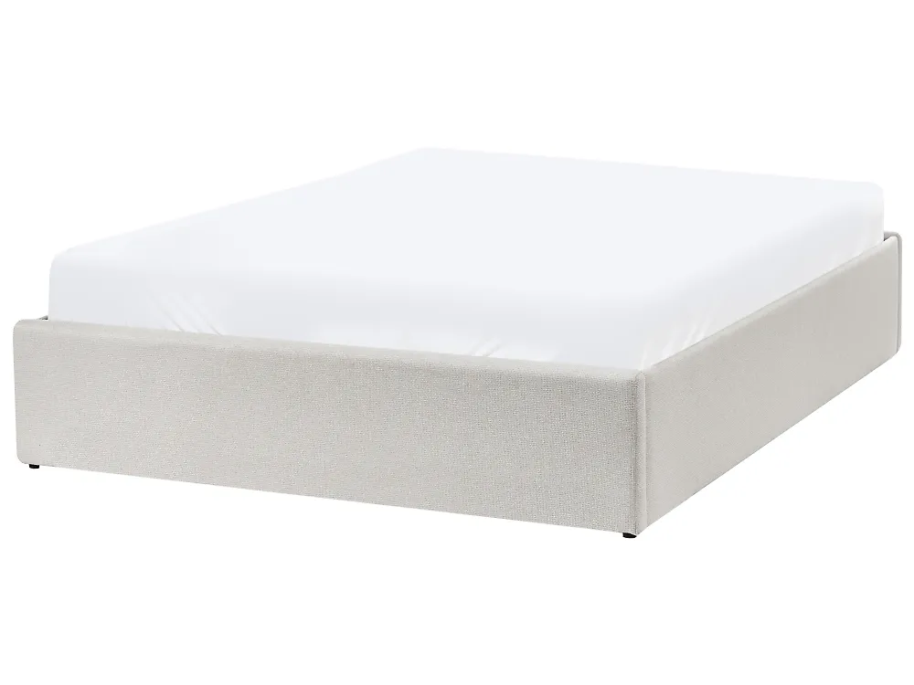 Ottoman Bed without Headboard DINAN Fabric Off-White 120 x 200 cm (EU Small Double)_1187487