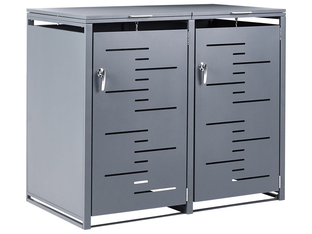 Doppel-Mülltonnenbox 480 L PERISSA Metall Dunkelgrau