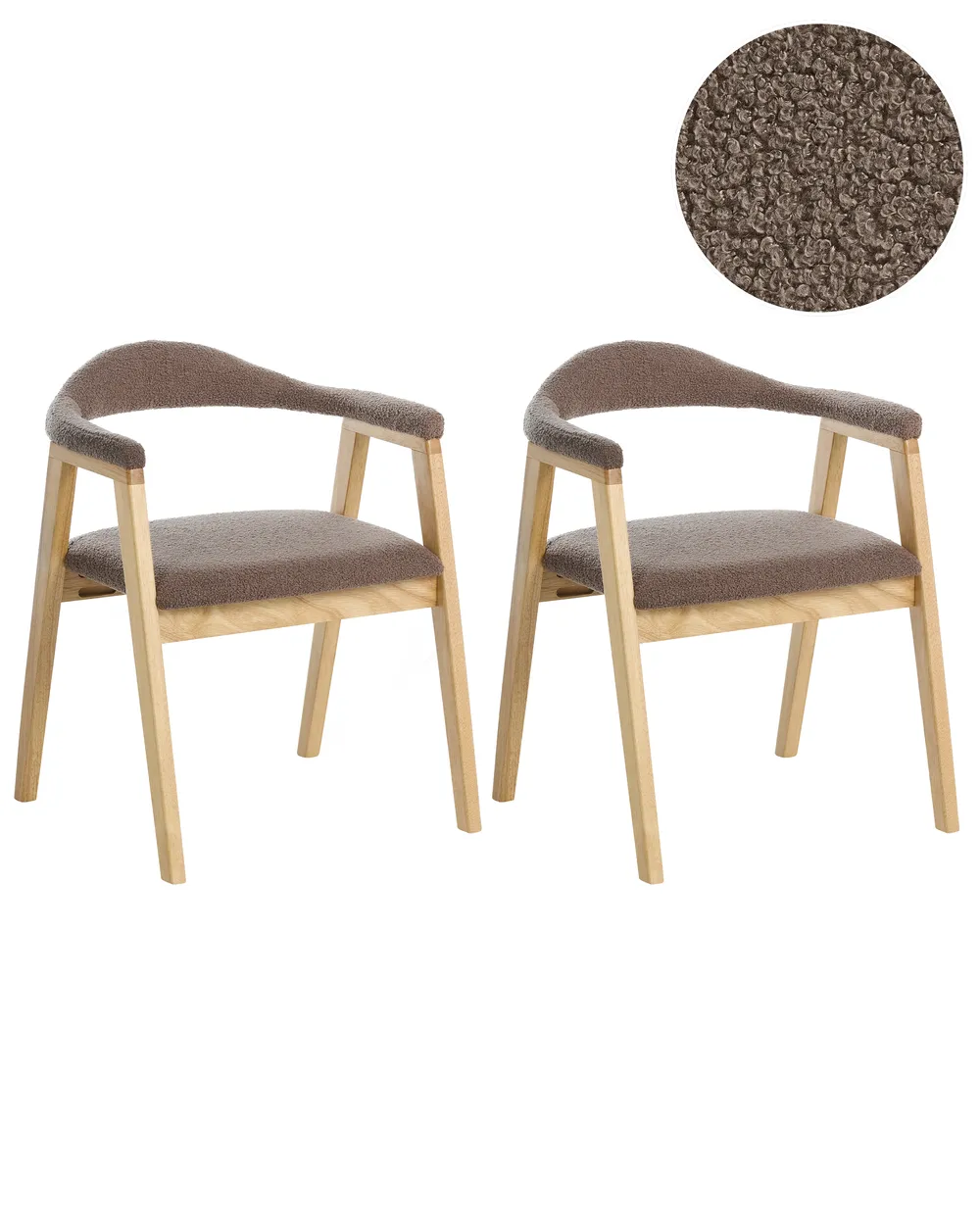Esszimmerstuhl 2er Set ONECO Holz Hellbraun / Taupe