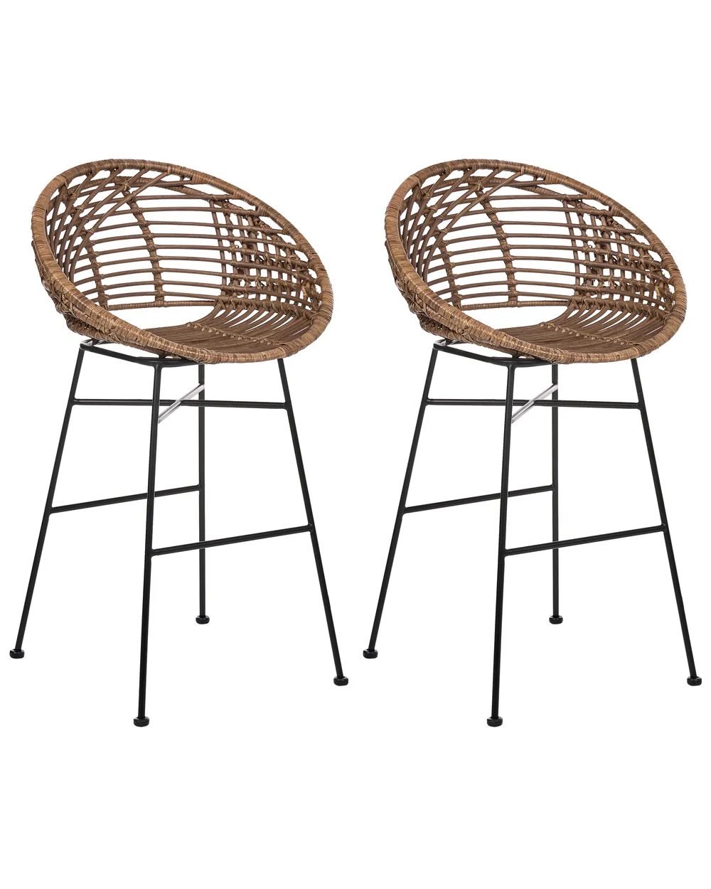 Set mit 2 Barstühlen WINDOM Rattan Braun