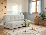 Sofa Bed 2 Seater ESBJERG Faux Linen Off-White_1059295