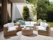 Lounge Set mit Tisch 9-Sitzer SEVERO Polyrattan Goldbraun_904494