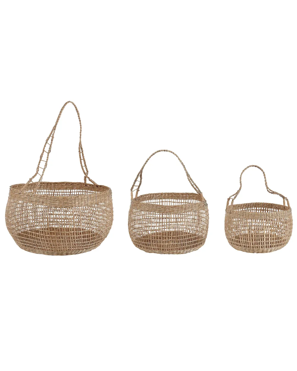 Aufbewahrungskorb 3er Set ARAPAIMA Seegras Naturfarbene Esche