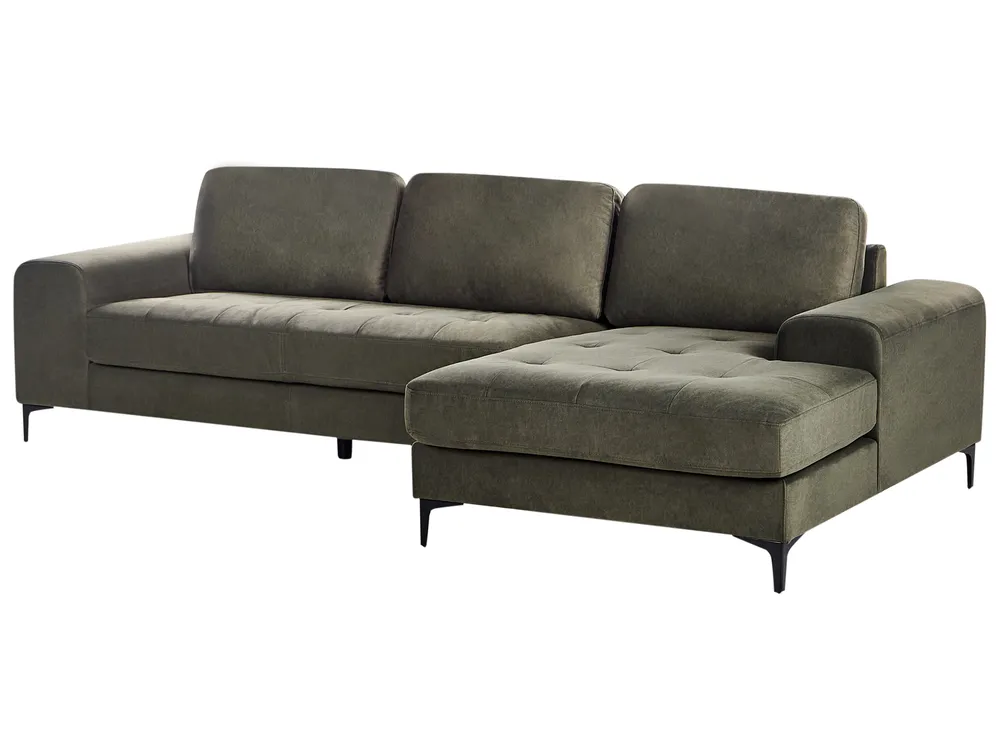 Corner Sofa 4 Seater KIRUNA Velvet Dark Green Left Hand_958068