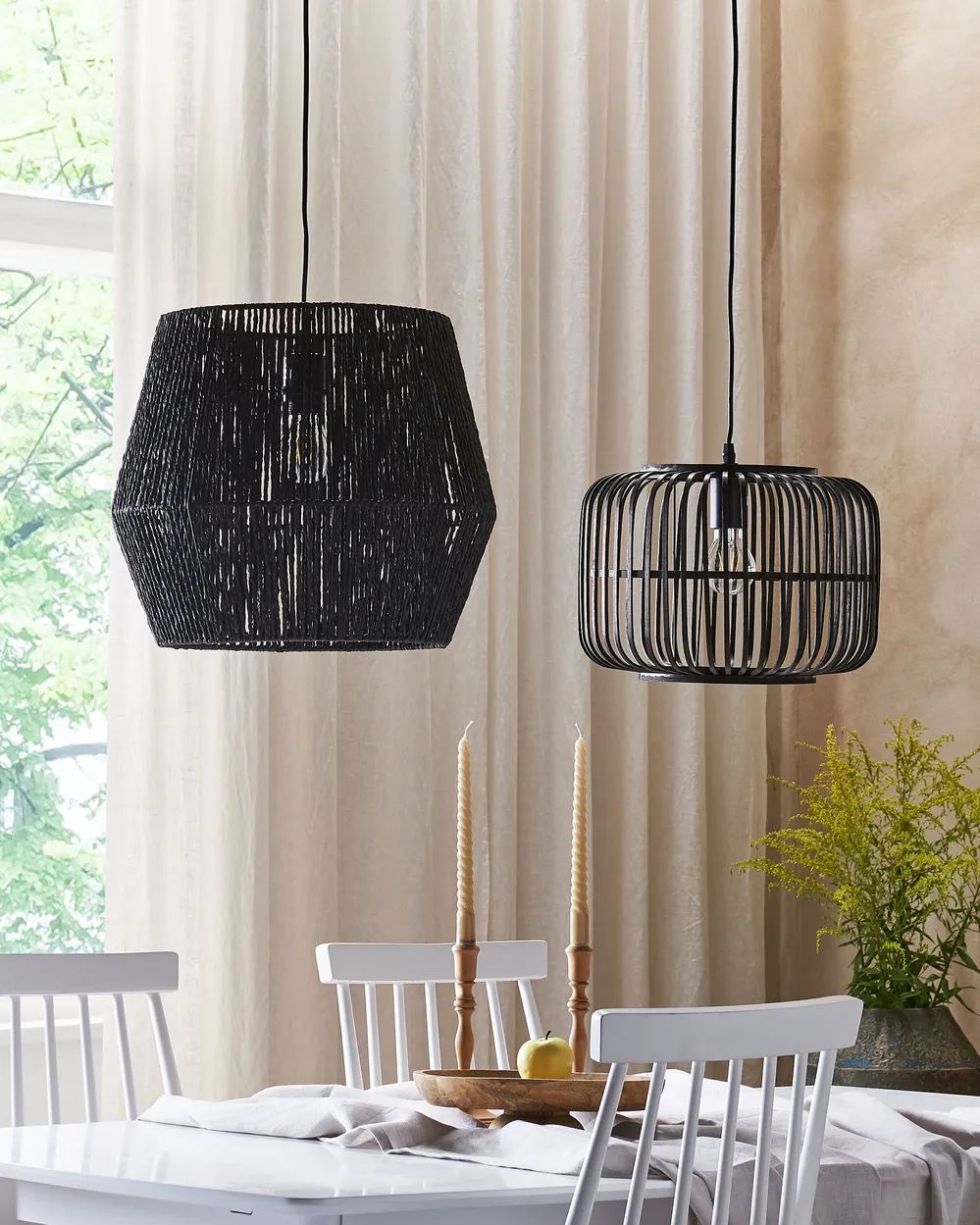 Pendant Lamp GWERU Paper Rope Black_827353