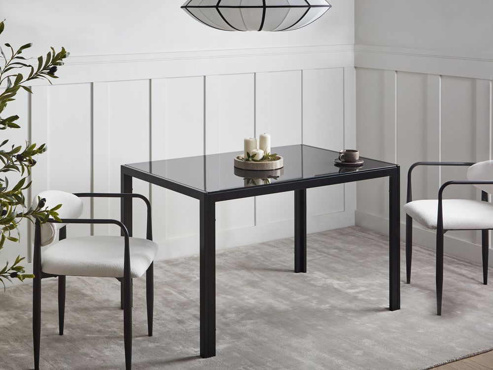 Table de repas LAVOS Noir 120 cm 80 cm Verre de sécurité