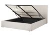 Bett mit Stauraum VION Stoff Hellbeige 160 x 200 cm