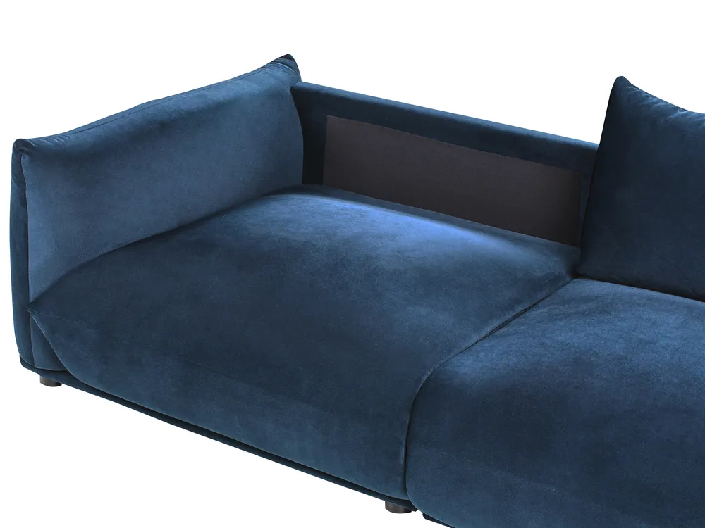Bank 3-zits LUVOS Fluweel Donkerblauw_970589