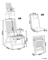 Set mit 6 Stühlen und Sitzkissen JAVA Akazienholz Graphitgrau_791059