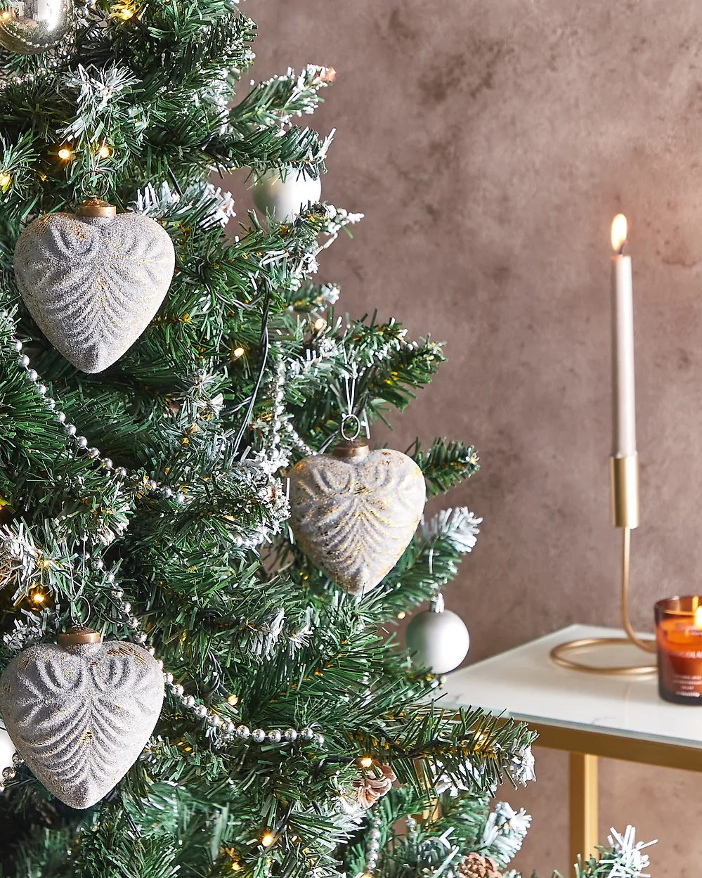 Weihnachtskugel 4er Set FERIABLE Glas Grau