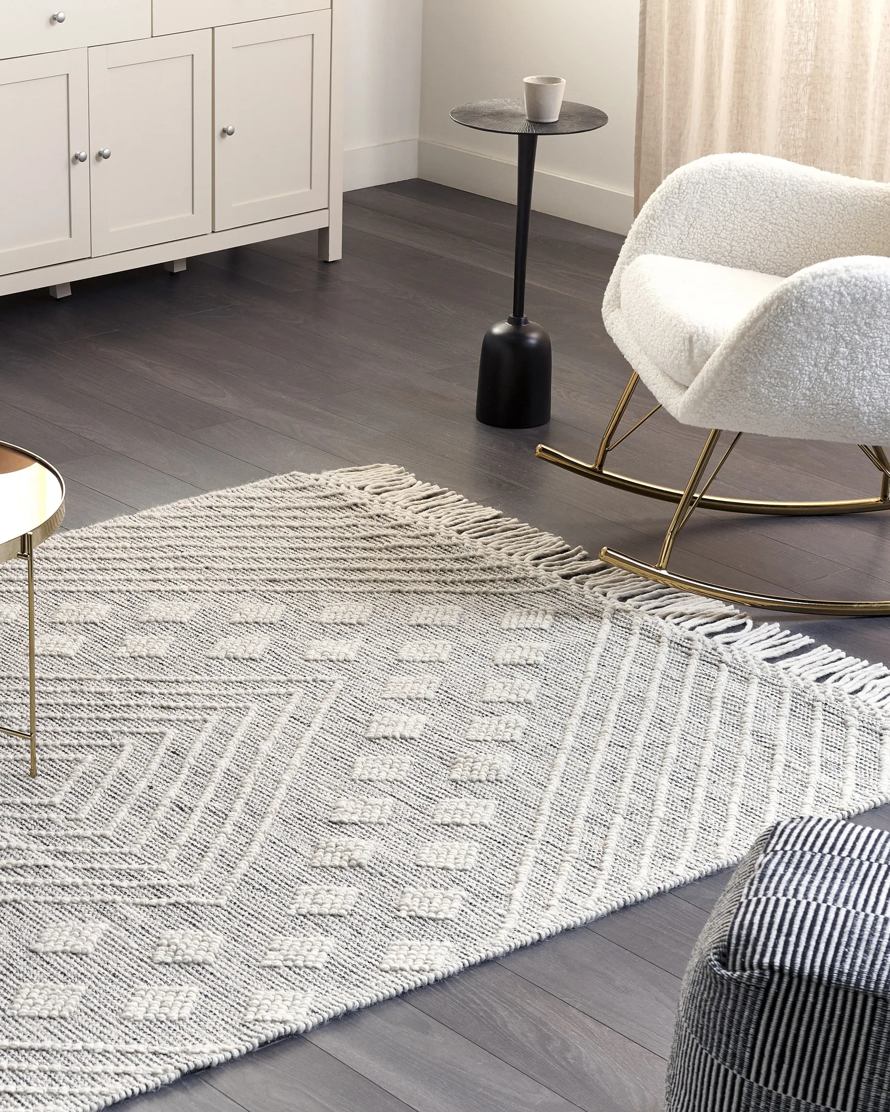 Teppich SAVUR Grau 160 x 230 cm Wolle_862378