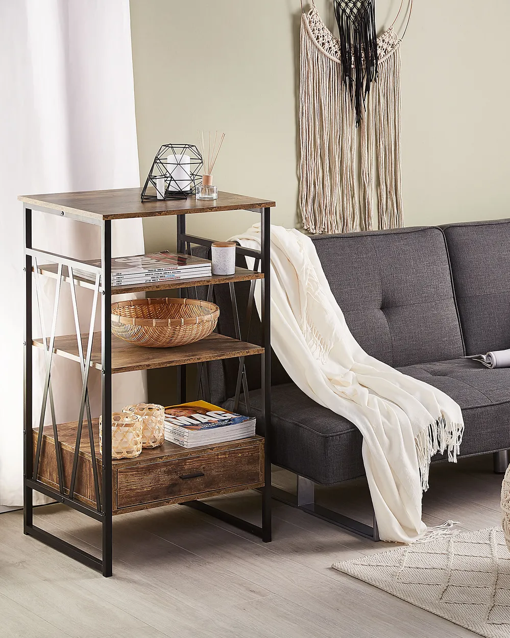 3 Tier Shelving Unit KEENE 101 cm Dark Brown_757189