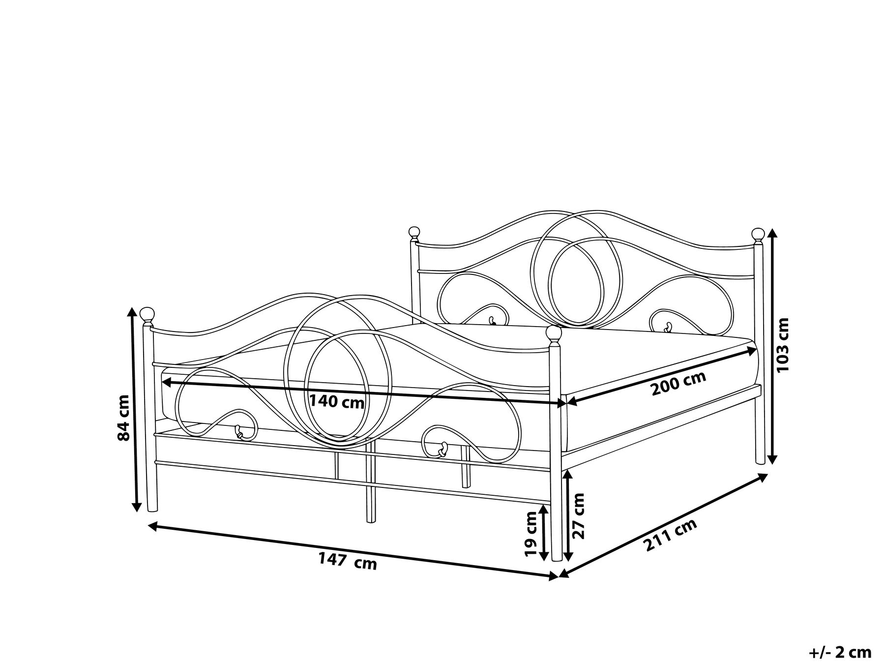 Bett mit Lattenrost Metall LYRA 140 x 200 cm Hellbeige_1162017