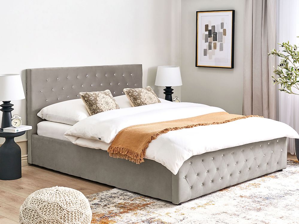 Ottoman Bed AMIENS Velvet Taupe 180 x 200 cm (EU Super King)