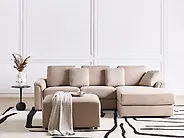 Ecksofa KOHLO mit Ottomane Stoff Taupe linksseitig_1183586