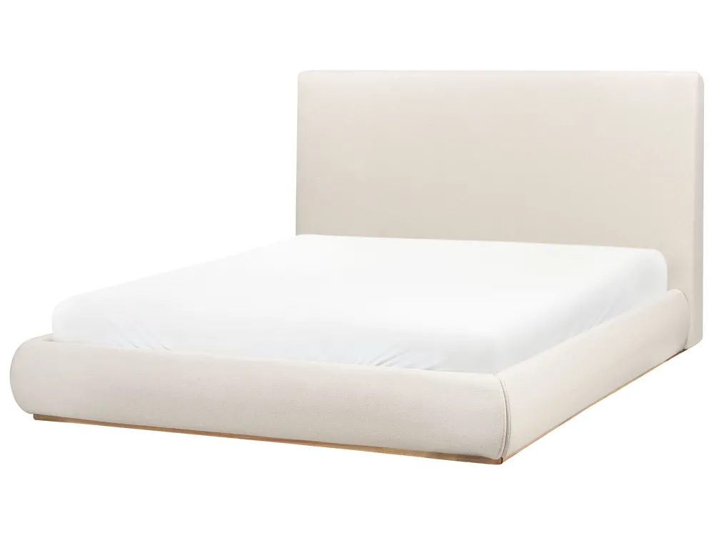 Bett mit Stauraum CAMPAGNE Stoff Hellbeige 160 x 200 cm_972052