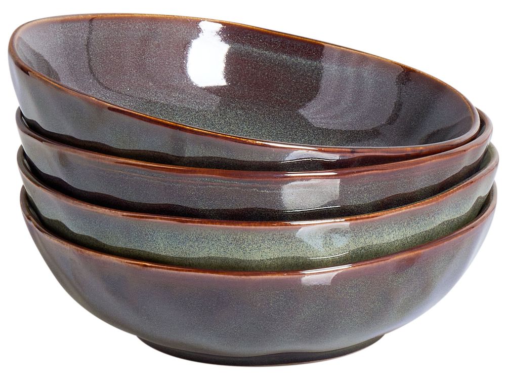 Suppenteller 4er Set THYME Steinzeug Dunkelgrün 19 cm
