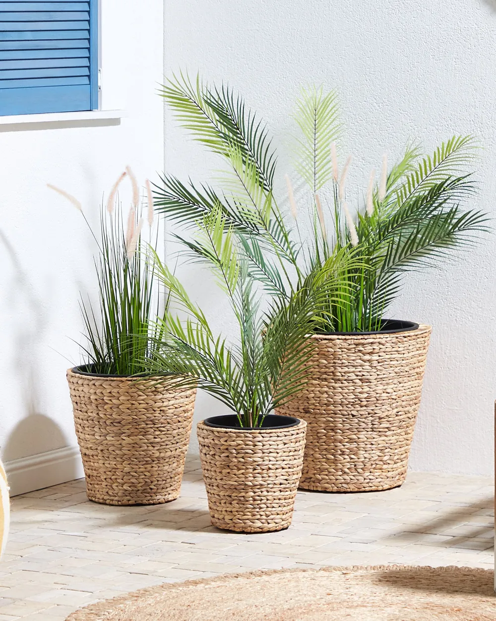 Set mit 3 Blumentöpfen PLAKA 29/37/49 cm Wasserhyazinthe Naturfarben
