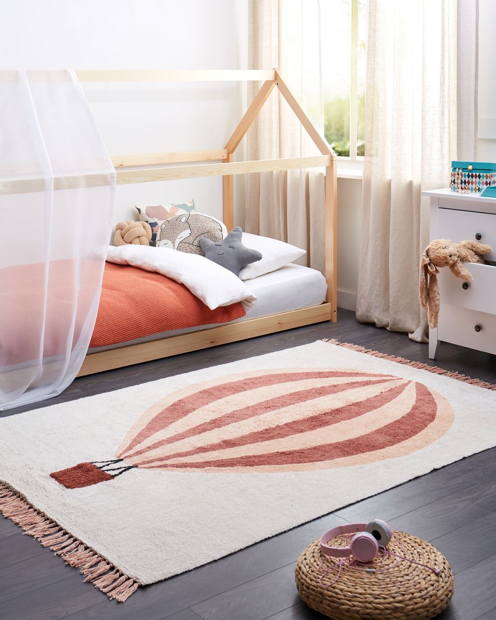 Kindervloerkleed BAZALETI Lichtbeige 140 x 200 cm Katoen