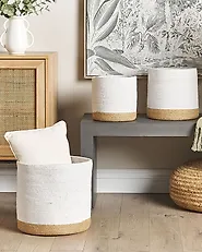 Set of 3 Baskets BASIMA Cotton White_1178615