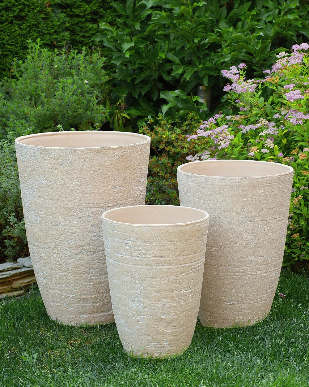 Set mit 2 Blumentöpfen CAMIA 35 cm Beige