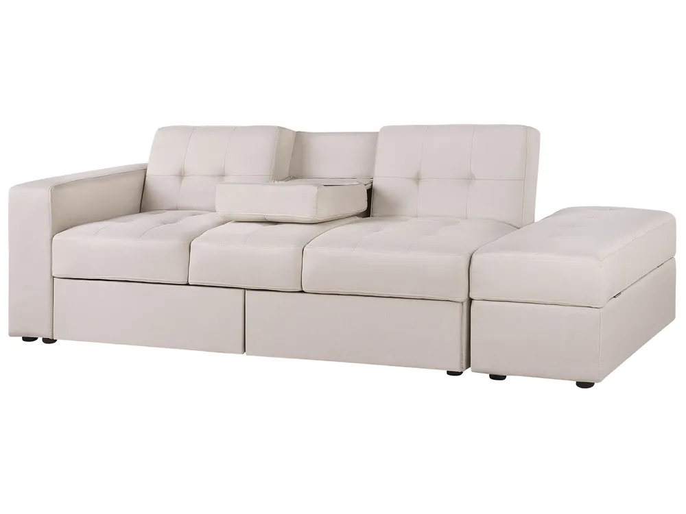 Schlafsofa 3-Sitzer FALSTER mit Stauraum Stoff Beige_751399