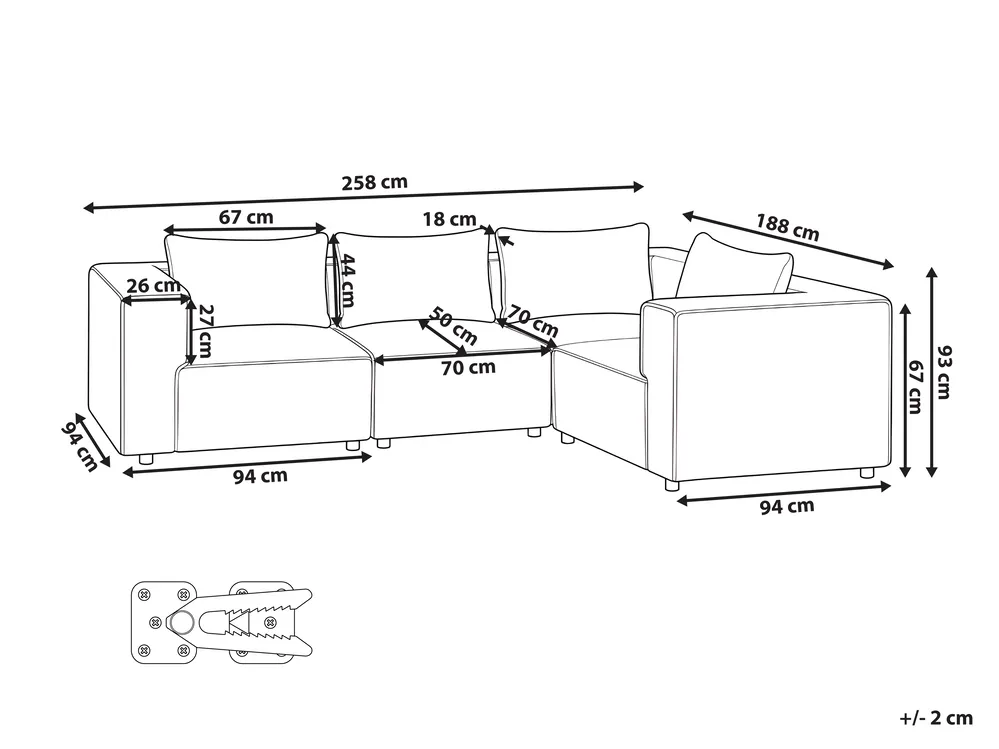 Modul Ecksofa 4-Sitzer AXEBO Bouclé Cremeweiß linksseitig_1075624